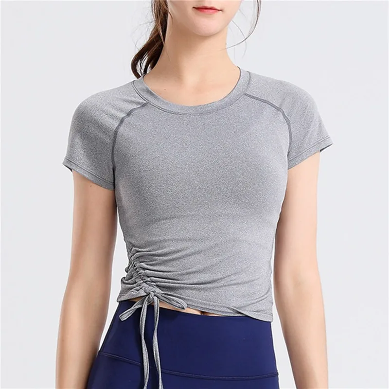 Modern Dance Tops Woman Side Drawstring Dance T-shirt Short Sleeves Adults Yoga Tops Sport Running Workout T-shirt
Modern Dance Tops Woman Side Drawstring Dance T-shirt Short Sleeves Adults Yoga Tops Sport Running Workout T-shirt