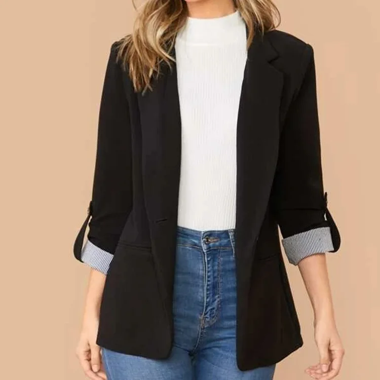 

Spring Women's New Best Selling Long Sleeve Lapels Fashion Temperament Solid Color Single Buckle Street Trend Jacket