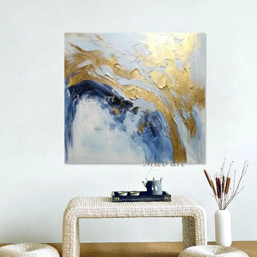 

White Acrylic Texture Picture Art Decoration Abstract Gold Foil Painting Canvas Wall Frameless Poster Dropshipping Artwork Gift