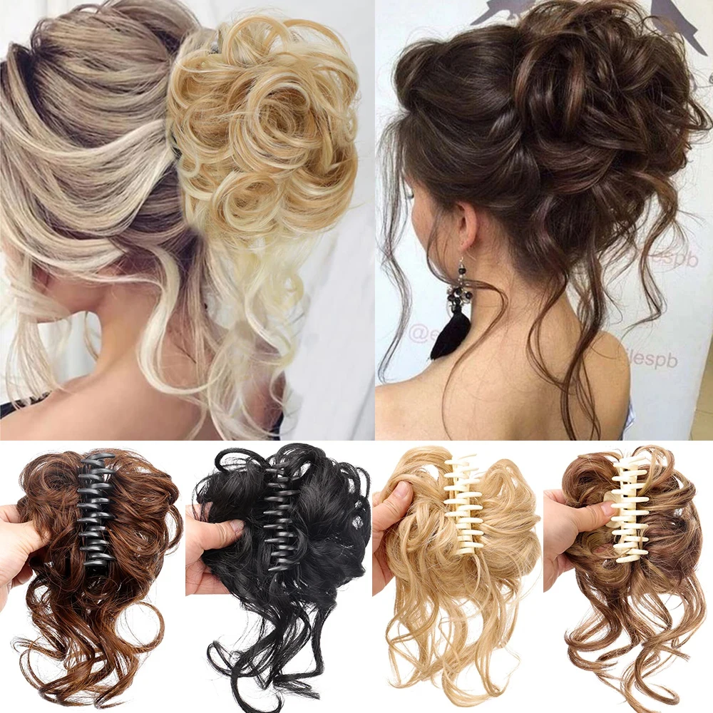 

Synthetic Messy Curly Claw Hair Bun Chignon Hair Extensions Scrunchy Fake False Hair With Tail for Women Hairpieces