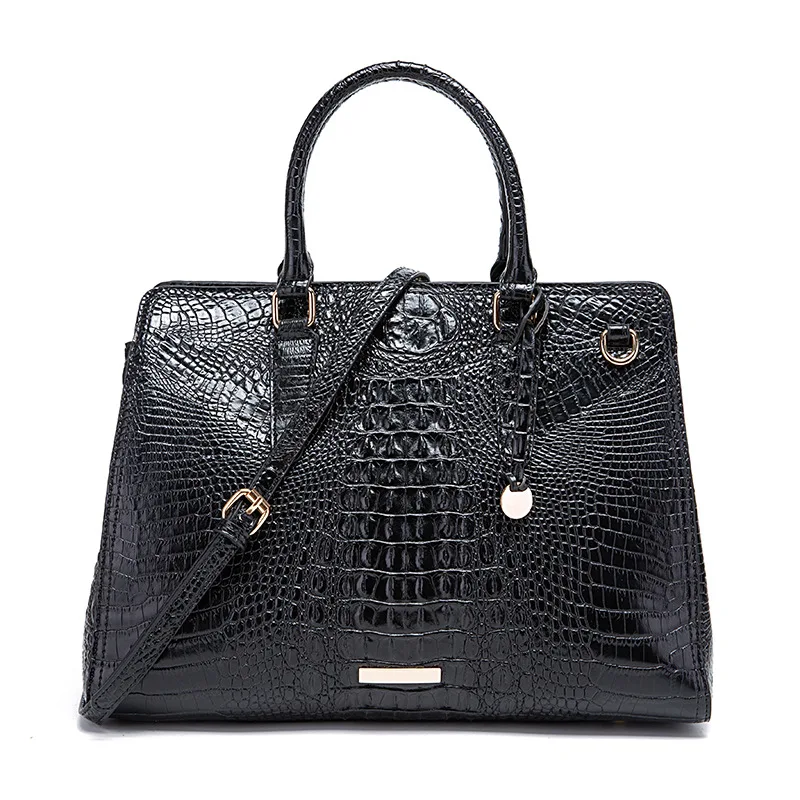 

Handbag women's leather Tote Bag Quality Cowhide Crocodile Pattern bags women's brand Luxury Designer Women's Shopping bag sac