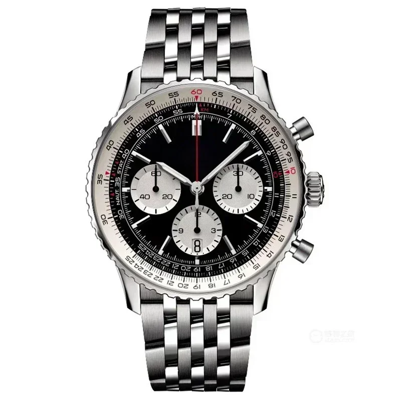 

Luxury New Watch Men Quartz Chronograph Watches Navitimer Aviation Pilots Black Blue Leather B01 Date Timepiece 47mm