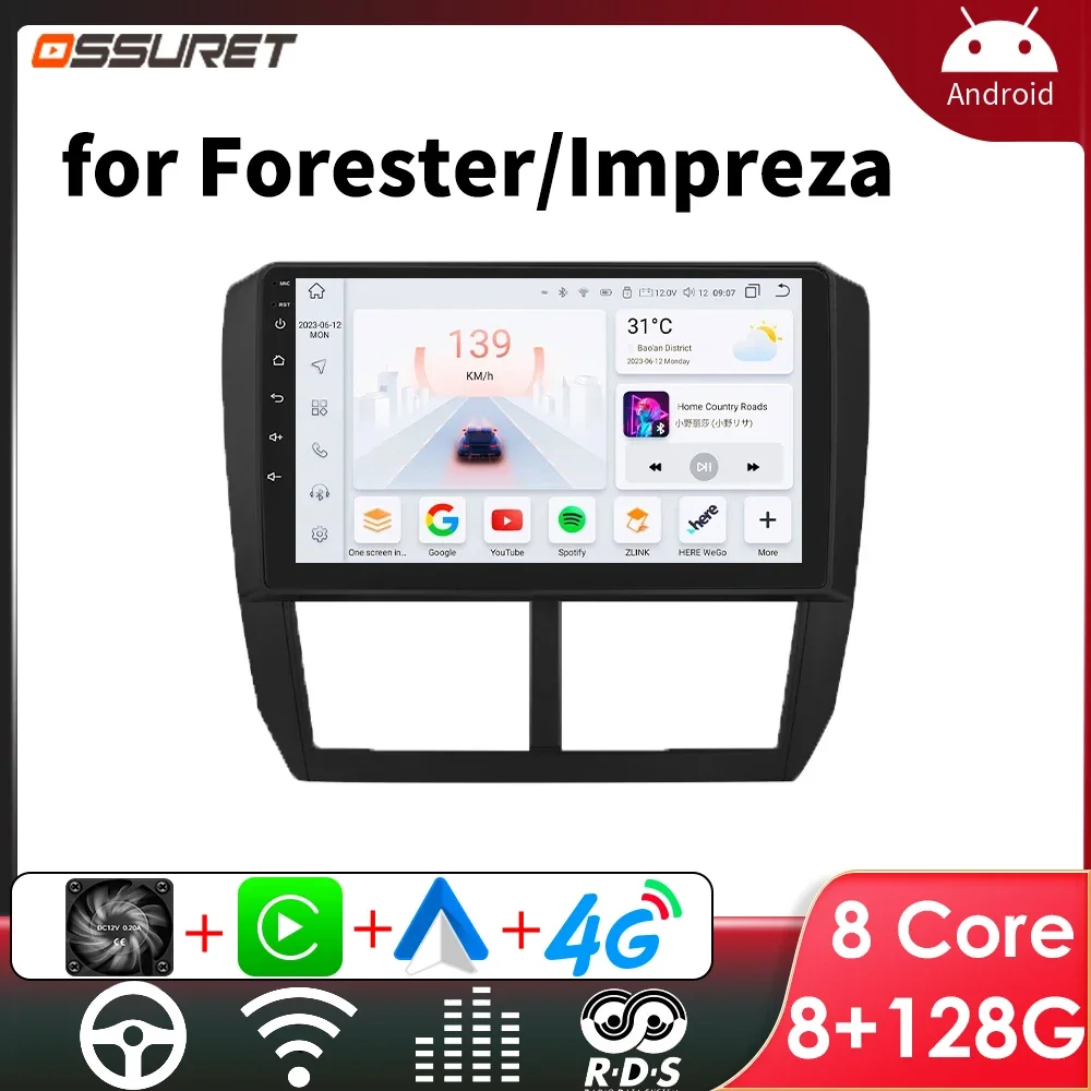 

2Din Car Radio Android for Subaru Forester 3 2008 -2012 Impreza WRX STI Carplay Auto Car Stereo Video Wifi GPS Multimedia Player