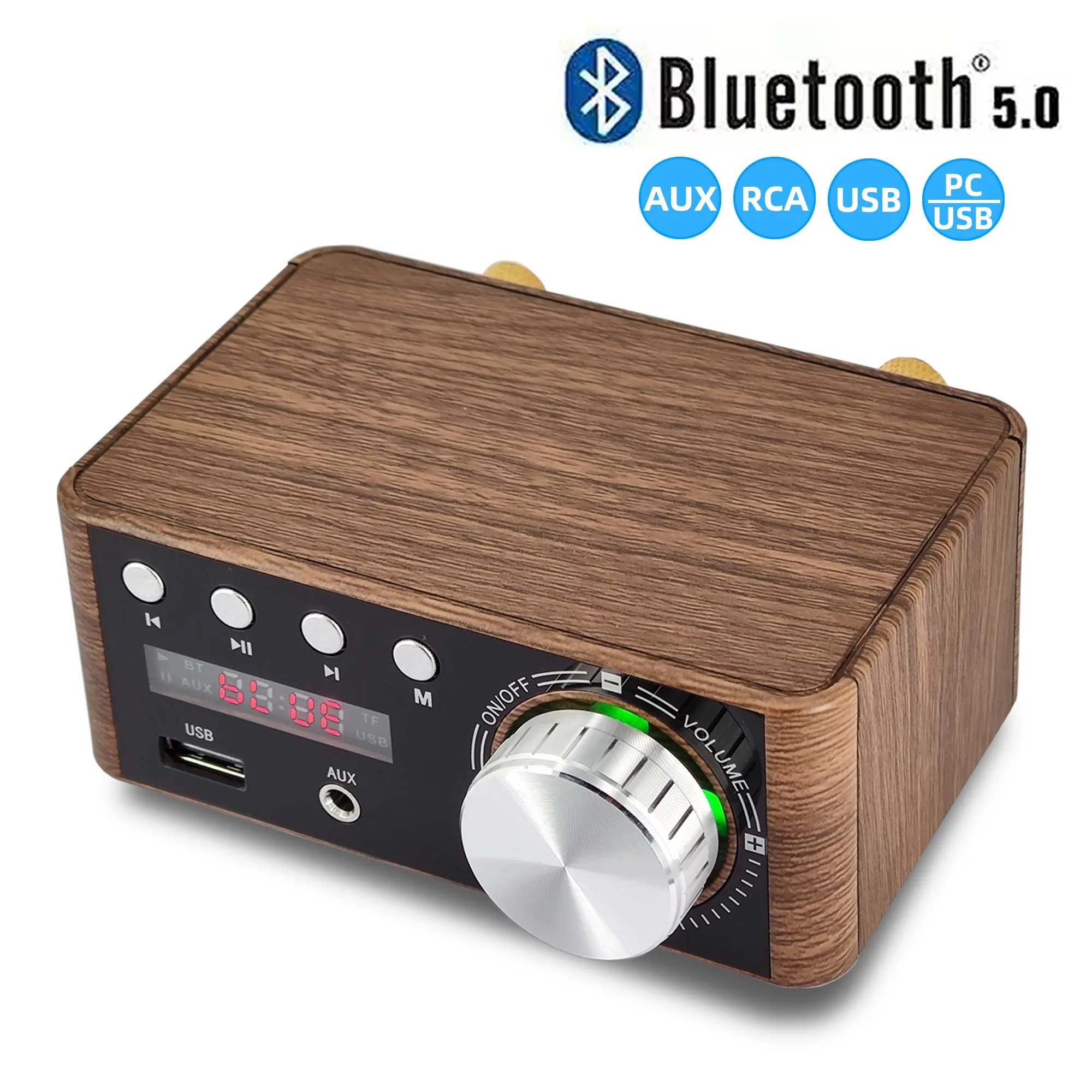 

Mini Digital HiFi Bluetooth 5.0 Power Class D Amplifier Audio Amp 100W Home Theater Car Marine USB TF-Card AUX IN Tpa3116 50W*2