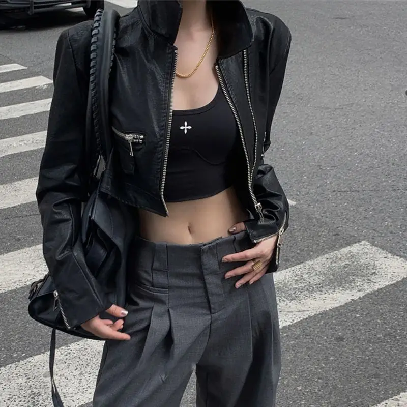 QWEEK Autumn Cropped Leather Jacket Women Vintage Black Streetwear Motorcycle Jackets Gothic Style Racing Jackets Korean Fashion
QWEEK Autumn Cropped Leather Jacket Women Vintage Black Streetwear Motorcycle Jackets Gothic Style Racing Jackets Korean Fashion