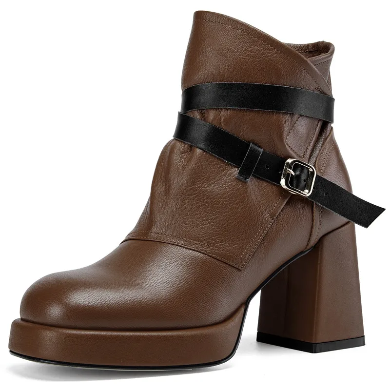 【ENMAYER】Shoes 2023 New Mixed Colors Sheepskin Leather Boots Female Buckle Autumn Boots Zipper Platform Ankle Boots for Women
【ENMAYER】Shoes 2023 New Mixed Colors Sheepskin Leather Boots Female Buckle Autumn Boots Zipper Platform Ankle Boots for Women