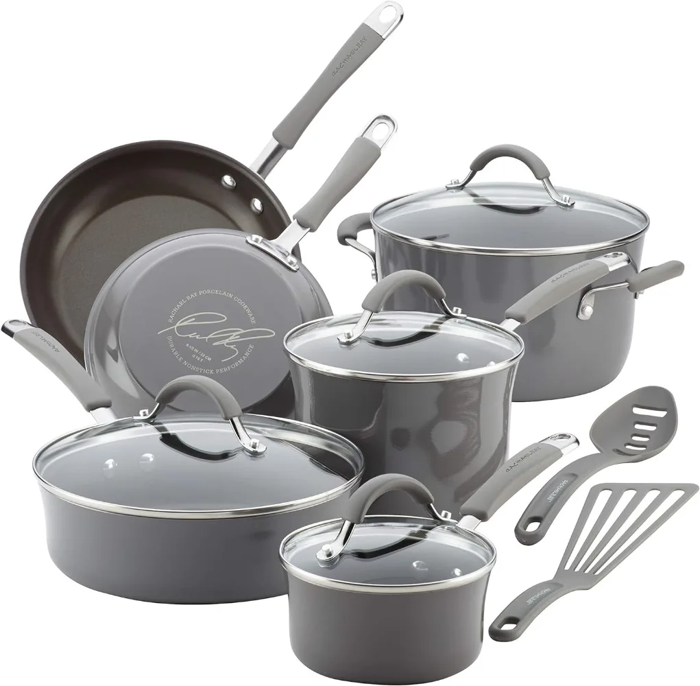 

Rachael Ray - 16802 Rachael Ray Cucina Nonstick Cookware Pots and Pans Set, 12 Piece