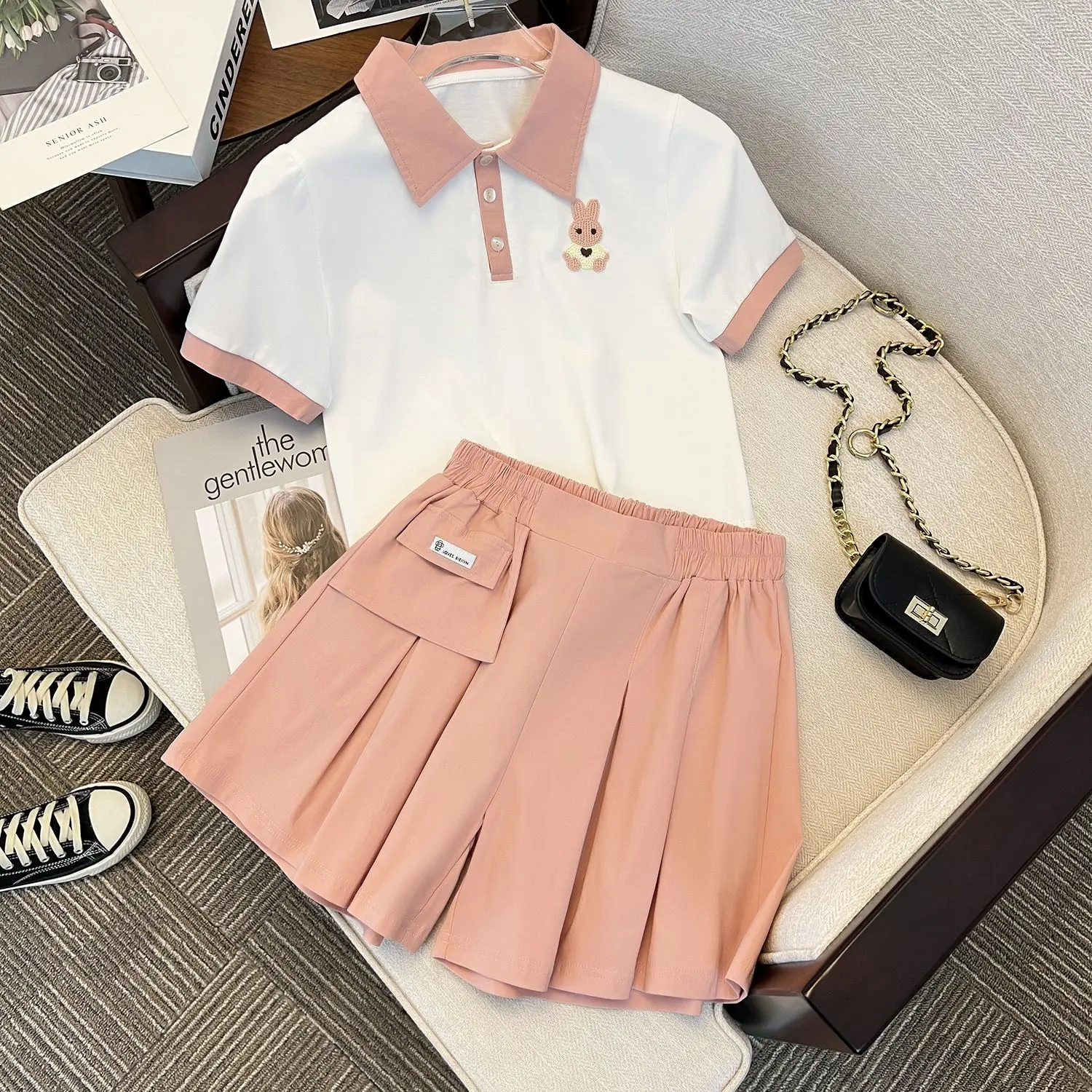 Girls' Summer Shirt Set Children's Junior Fashion Lapel Short Sleeve + Shorts Two Piece Set 3-12Y
Girls' Summer Shirt Set Children's Junior Fashion Lapel Short Sleeve + Shorts Two Piece Set 3-12Y