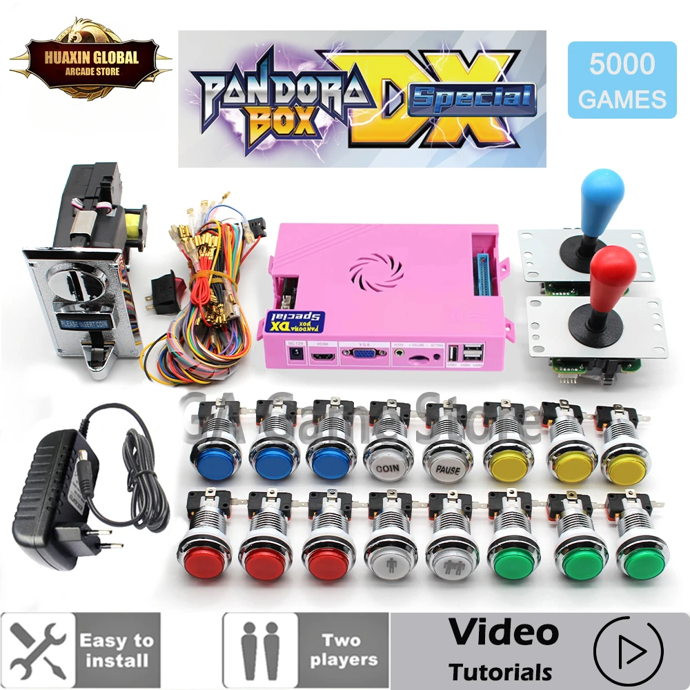 

Pandora Box DX Special Kit Copy SANWA Joystick,Chrome LED Push Button, DIY Arcade Machine, Home Cabinet with Tutorial, 5000 in 1