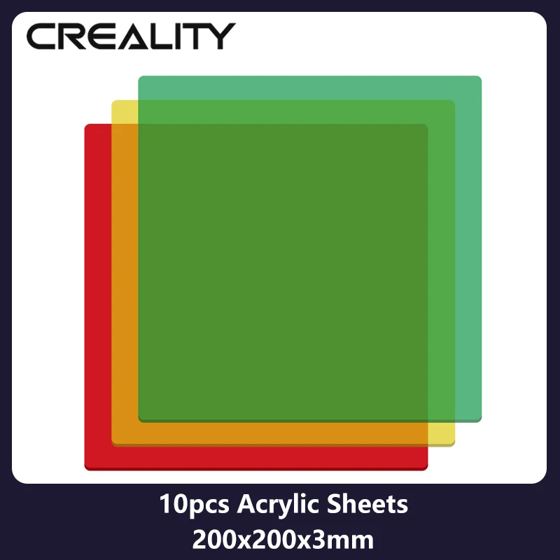CREALITY 3mm Acrylic Sheet 10PCS Three Colors Transparent Board 200x200mm for Display Projects Craft DIY Laser Engraving Plate
CREALITY 3mm Acrylic Sheet 10PCS Three Colors Transparent Board 200x200mm for Display Projects Craft DIY Laser Engraving Plate