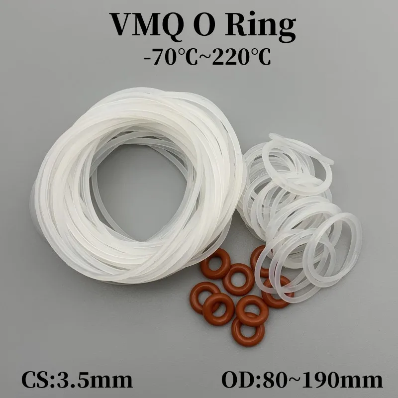 

Белое Силиконовое резиновое кольцо VMQ, уплотнительная прокладка CS, 3,5 мм, внешний диаметр 80 ~ 190 мм, Силиконовое уплотнительное кольцо, уплотнительная прокладка, шайба из пищевой резины, 10 шт.