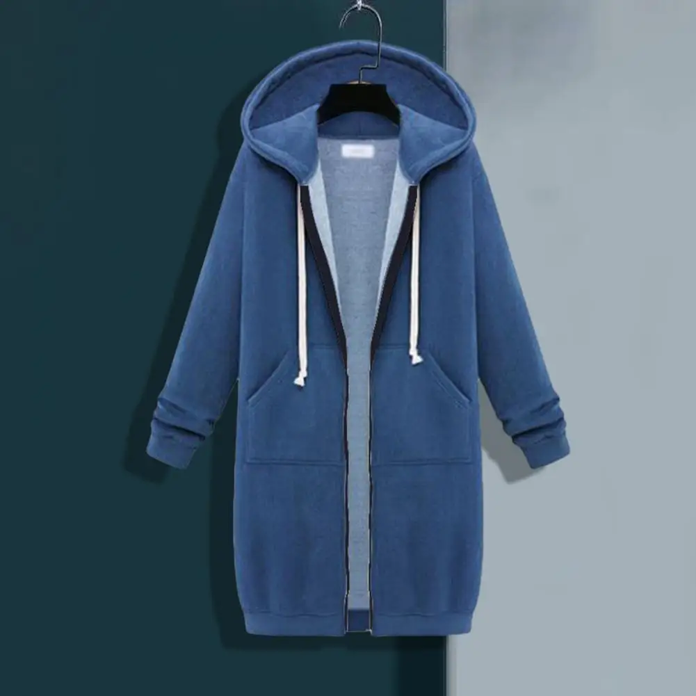 Zipper Lady Coat Stylish Women's Long Hooded Sweatshirt Solid Color Coat with Zipper Placket Pockets Fall/winter Fashion
Zipper Lady Coat Stylish Women's Long Hooded Sweatshirt Solid Color Coat with Zipper Placket Pockets Fall/winter Fashion