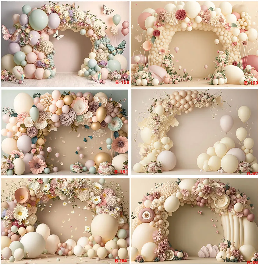Balloons Cream Color Flowers Backgrounds Photography Butterfly Cake Smash Birthday Arched Shape Backdrops Photo Booth Supplies
Balloons Cream Color Flowers Backgrounds Photography Butterfly Cake Smash Birthday Arched Shape Backdrops Photo Booth Supplies
