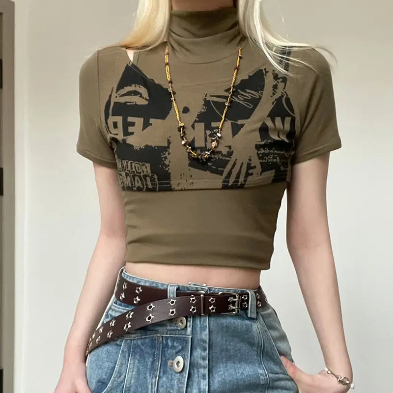 Summer Harajuku Short Sleeve Grunge Print Graphic T Shirts+High Neck Vest Two Pieces Sets Vintage Aesthetic Women T Shirt
Summer Harajuku Short Sleeve Grunge Print Graphic T Shirts+High Neck Vest Two Pieces Sets Vintage Aesthetic Women T Shirt