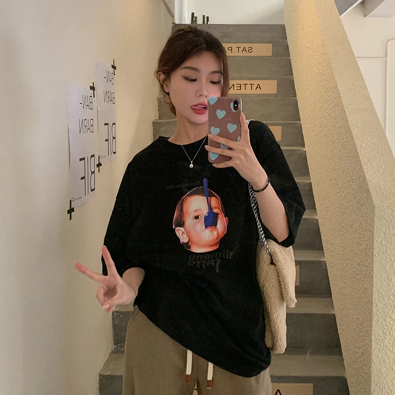 Женские футболки, топы, японские Kawaii, женские Ulzzang, винтажные, с принтом в стиле хип-хоп, свободные футболки, Женская Корейская одежда Harajuku для женщин
Женские футболки, топы, японские Kawaii, женские Ulzzang, винтажные, с принтом в стиле хип-хоп, свободные футболки, Женская Корейская одежда Harajuku для женщин