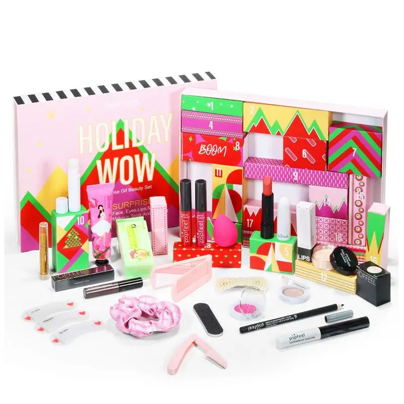 

Christmas Advent Calendar 2023 Makeup Tools Countdown Calendar Gift Boxes Holiday Lipstick Eye Shadow Concealers Cosmetics Gift
