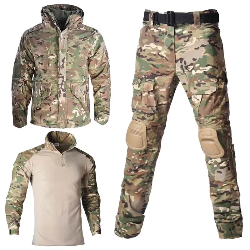 

Airsoft Fleece Tactical Jackets G8 US Camo Paintball Work Clothing Cargo Pants Military Uniform +Pads Combat Shirts Army Suits