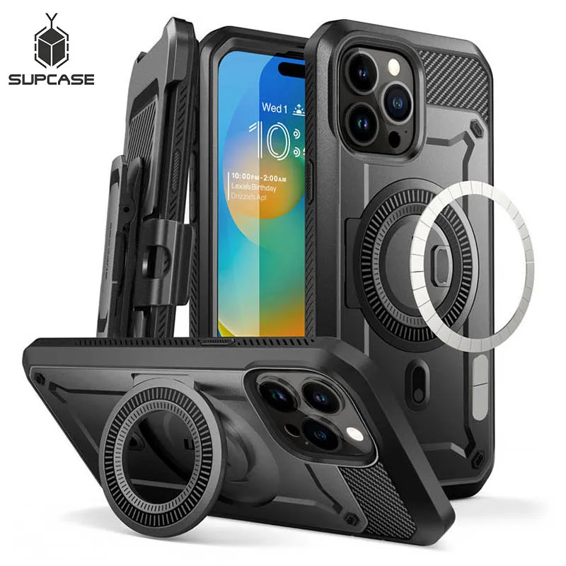 

SUPCASE For iPhone 15 Pro Max Case 6.7“ 2023 UB Pro Mag Full Body Rugged Case with Built-in Screen Protector Kickstand Belt-Clip