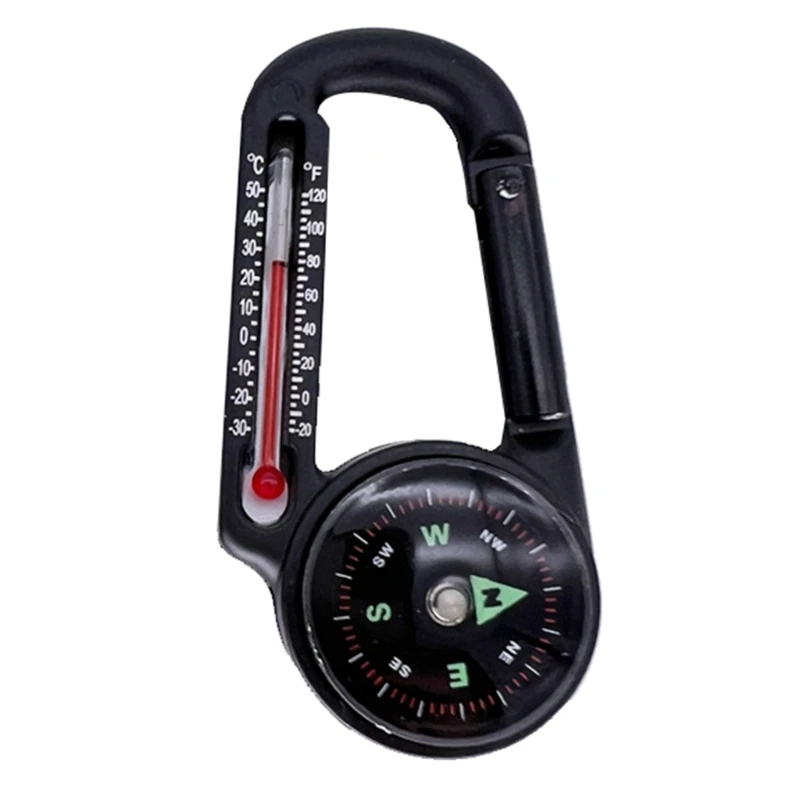 

Portable Carabiner Keychain Thermometer Compasses Outdoor Mountaineering Buckle