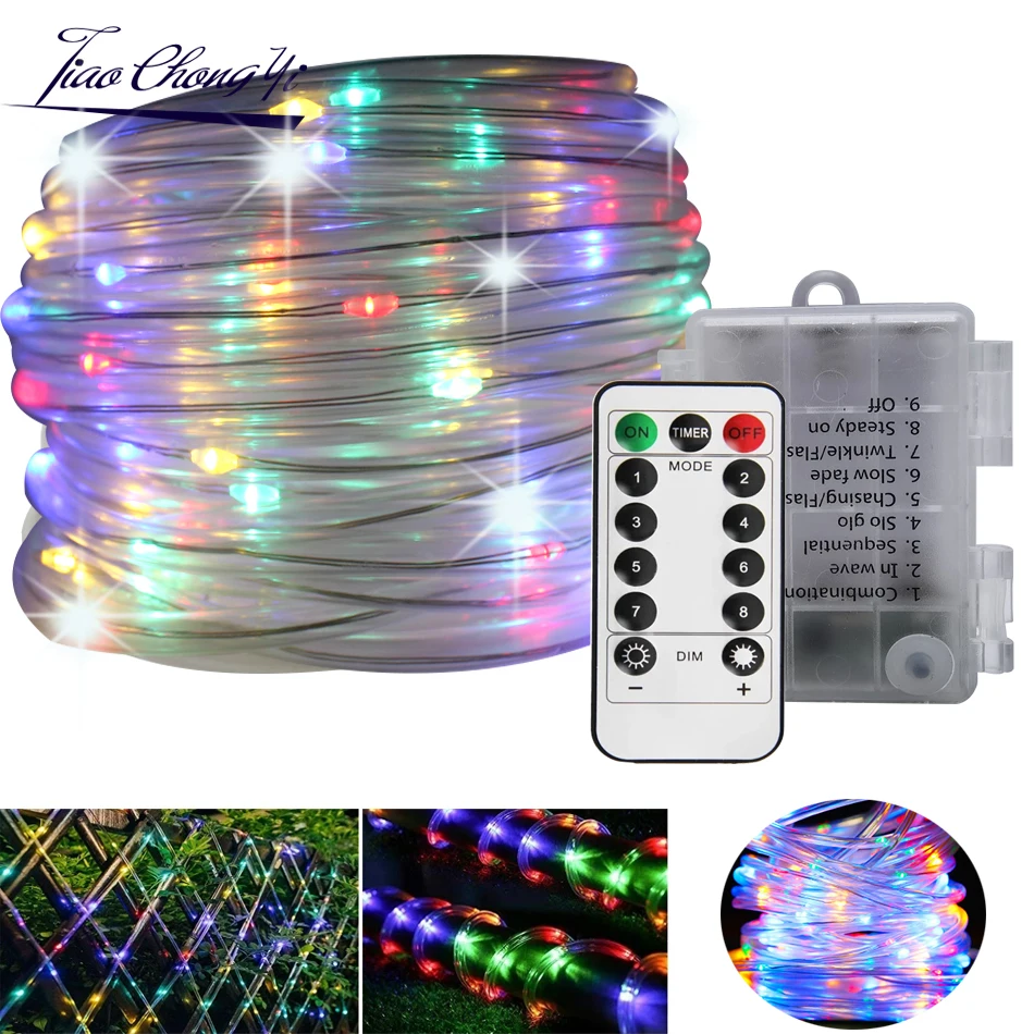 

LED Rope Tube String Light 5M 10M 20M Outdoor Christmas Rope Light Fairy Light Garland 13KEY RF for DIY Garden Fence Party Decor