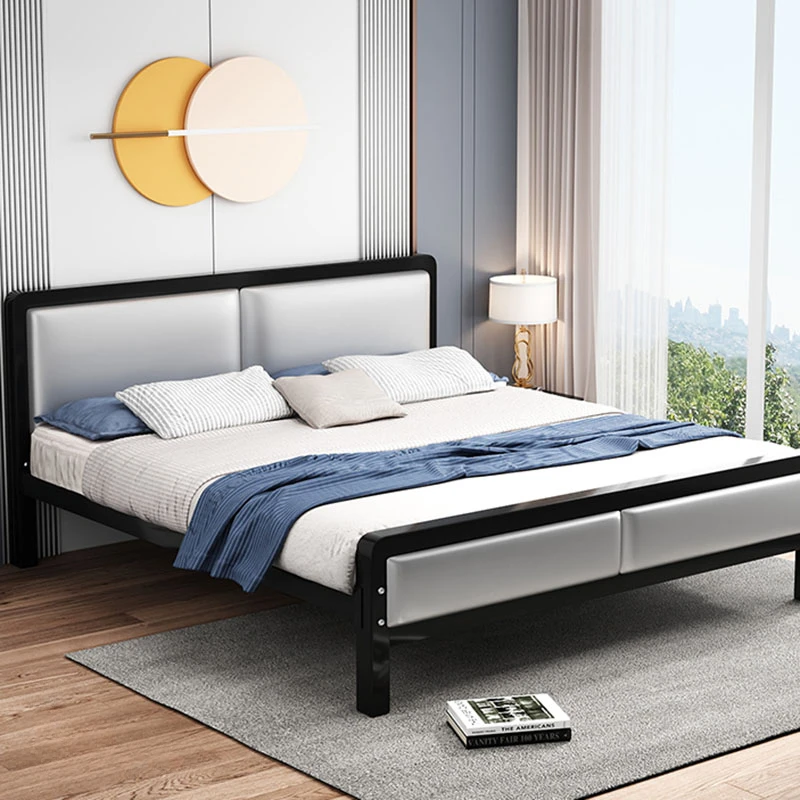King Size Bed European Leather Black Silver Metal Frame Bed Headboards Human Design Muebles Para Dormitorio Bedroom Furniture
King Size Bed European Leather Black Silver Metal Frame Bed Headboards Human Design Muebles Para Dormitorio Bedroom Furniture