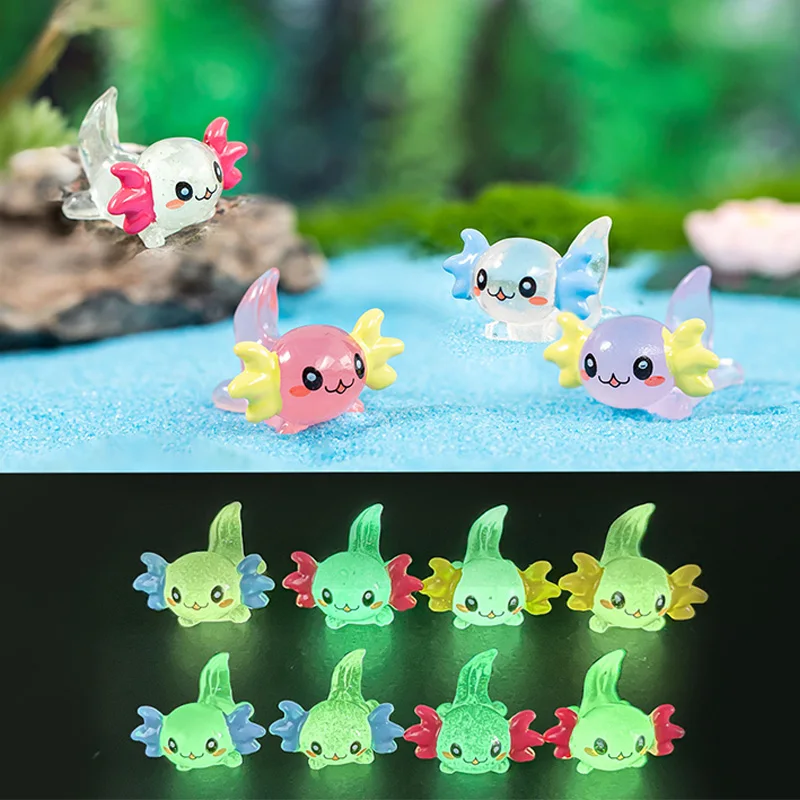 Luminous Animal Mini Figures Noctilucent Axolotl Fish Figurines Home Decor Glowing Miniature Fairy Garden Decoration Accessories
Luminous Animal Mini Figures Noctilucent Axolotl Fish Figurines Home Decor Glowing Miniature Fairy Garden Decoration Accessories