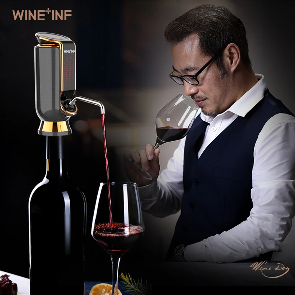 

Auto Electric Red Wine Decanter Vacuum Fresh-keeping Wine for 10 Days Quick Whiskey Aerator Adjustable Wine Output Tools USB