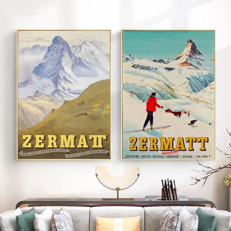 Zermatt Швейцария Matterhorn плакаты печатные картины на холсте винтажная Лыжная Ретро Настенная картина для путешествий гостиная домашний декор
Zermatt Швейцария Matterhorn плакаты печатные картины на холсте винтажная Лыжная Ретро Настенная картина для путешествий гостиная домашний декор