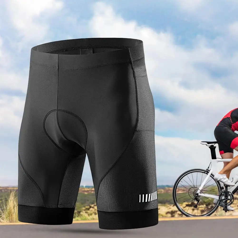 

Reflective Short Pants Comfortable Anti-UV Skinny Moisture Wicking Solid Color Shock Absorbing Bike Shorts for Cycling