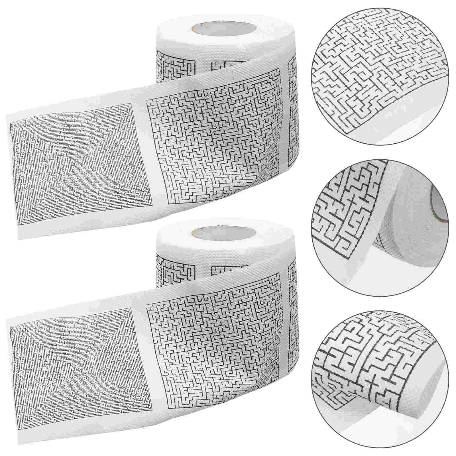 

2 Rolls Printing Toilet Tissue Bathroom Novelty Gift Wood Pulp Printed Paper Napkins