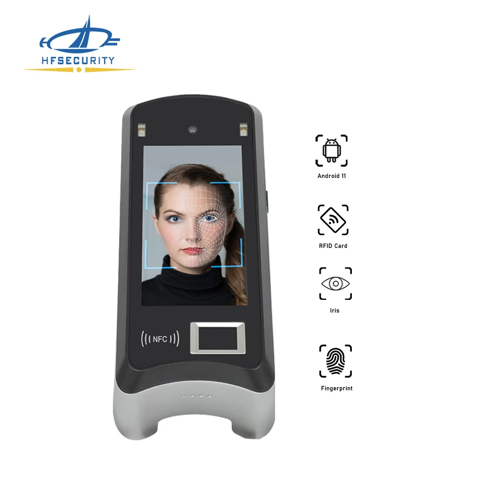 

HFSecurity X05 Moving Face Iris Recognition Detecting With nfc WIFI Biometric Access Control Products for Outdoor