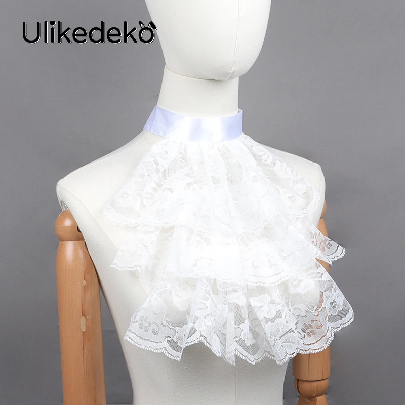 

Multi-layer Lace Ruffled Fake Collars Gothic Punk Victorian Jabot Collar Women Detachable Collar Rave Party Clothing Accessories