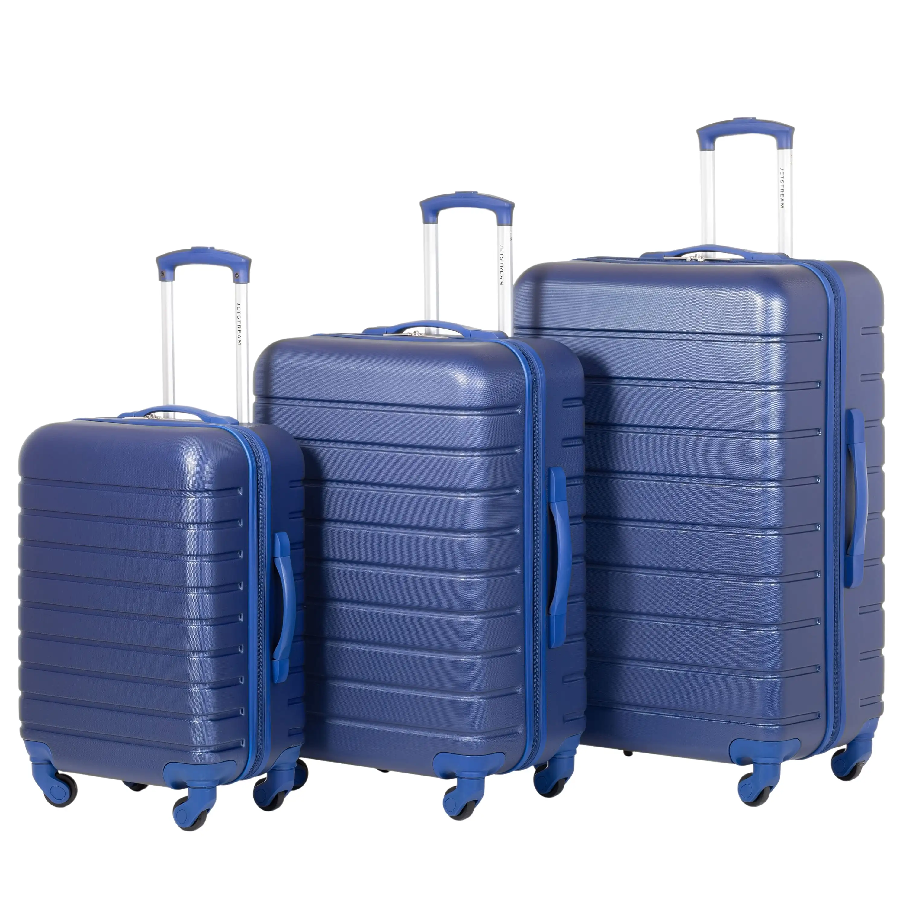 

Jetstream 3 piece Set Hardside Spinner Luggage, 20" Carry On, 24" and 28" Checked Luggage Trio, Blue