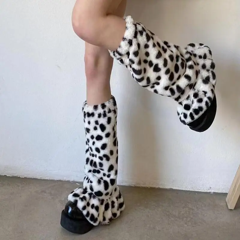 

Leg Warmers Socks Cow Pattern Harajuku Winter Boot Cuffs Long Warmer Zebra Lolita Socks Boho Sock Sets Thigh Garter Fur Socks