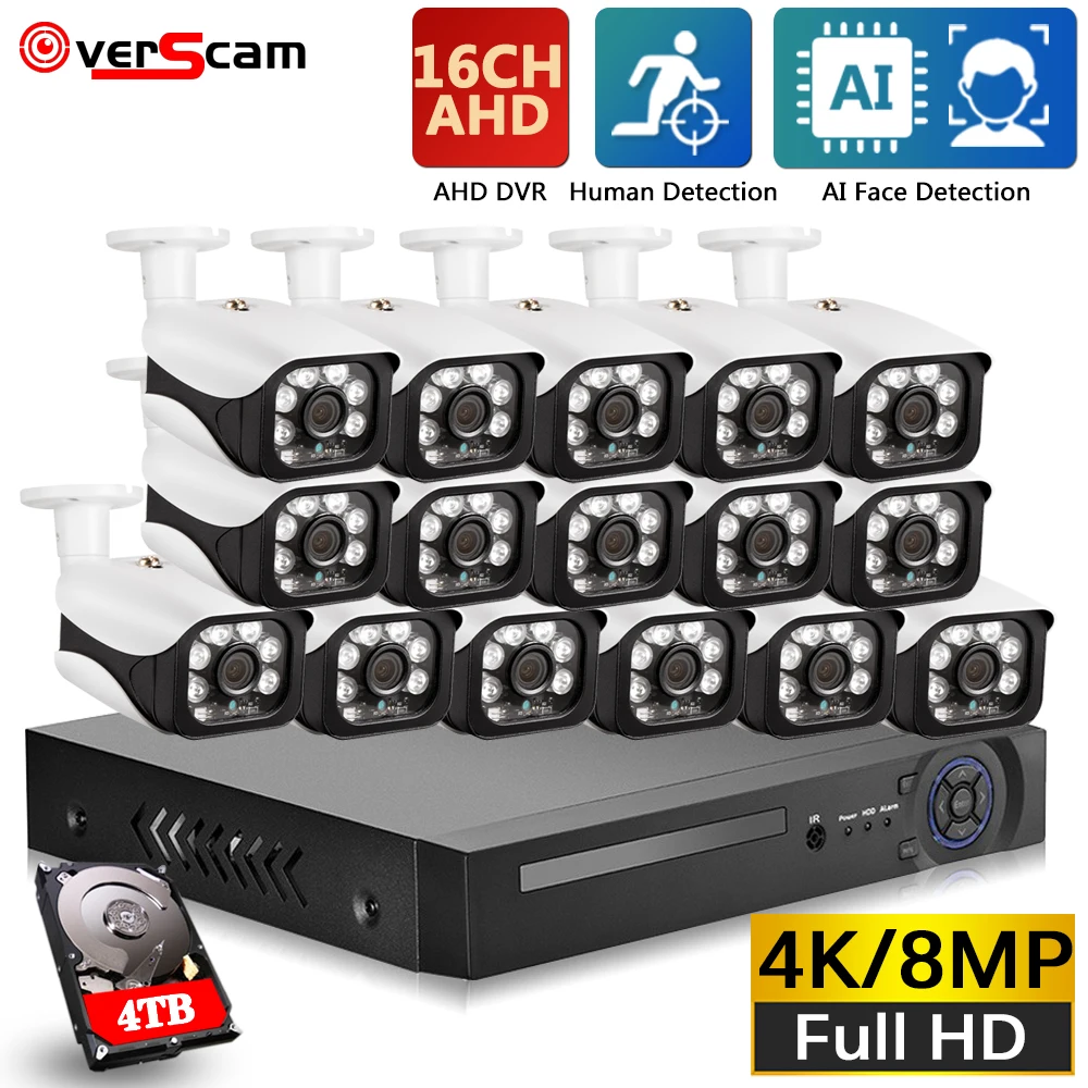 H.265 16CH AHD DVR Kit 4K Security System Super 8MP Motion Face Detection Camera Outdoor IP66 Video Surveillance CCTV DVR Kit
H.265 16CH AHD DVR Kit 4K Security System Super 8MP Motion Face Detection Camera Outdoor IP66 Video Surveillance CCTV DVR Kit