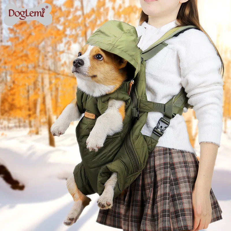 

Winter Pet Backpack Thickened Dog Carrying Portable Dog Backpack Cashmere Warm Chest Pet Cat Bag