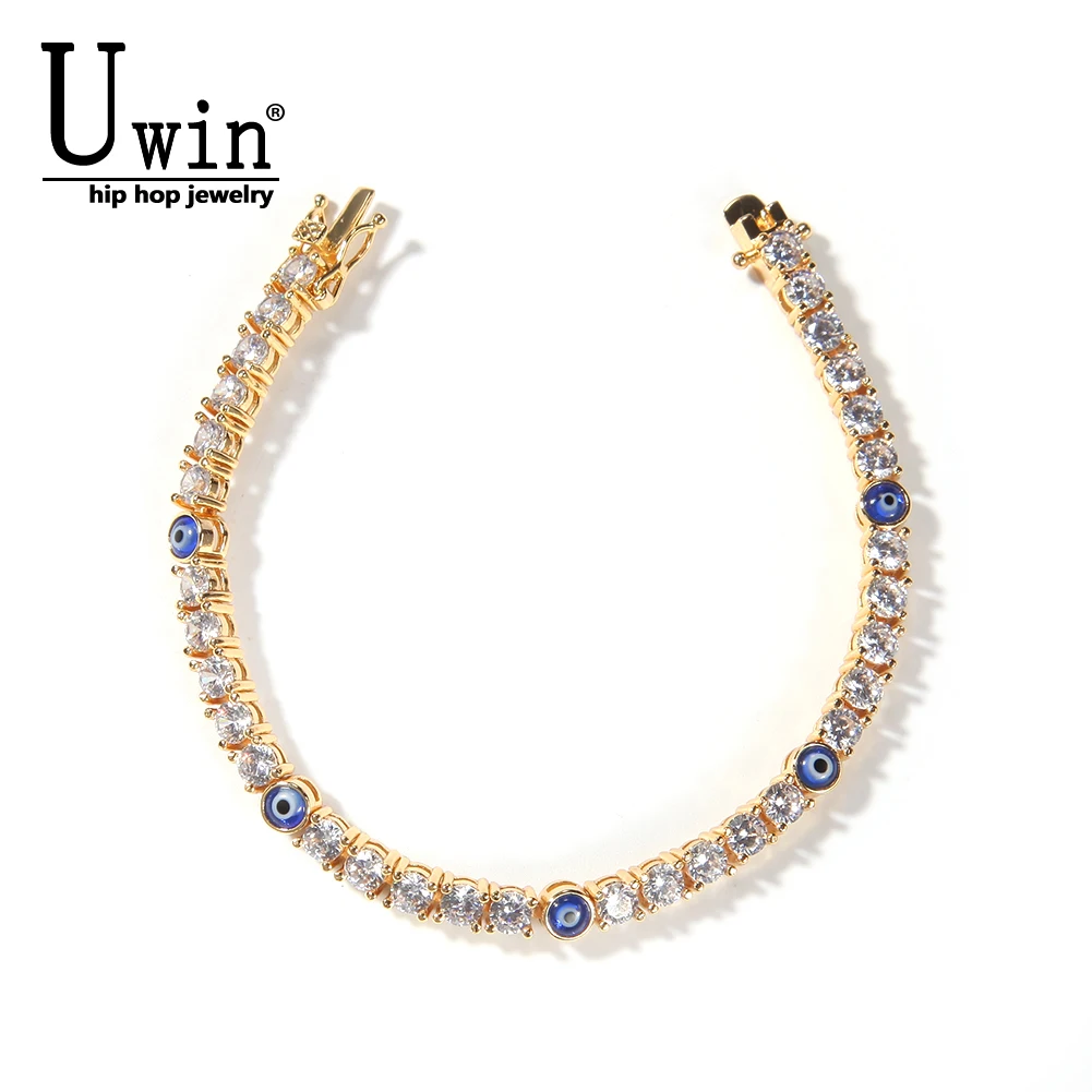 

Uwin Turkish Blue Eyes Bracelet 4mm Tennis Bracelet AAA CZ Iced Out Luxury Bangles Wholesale Women Jewelry