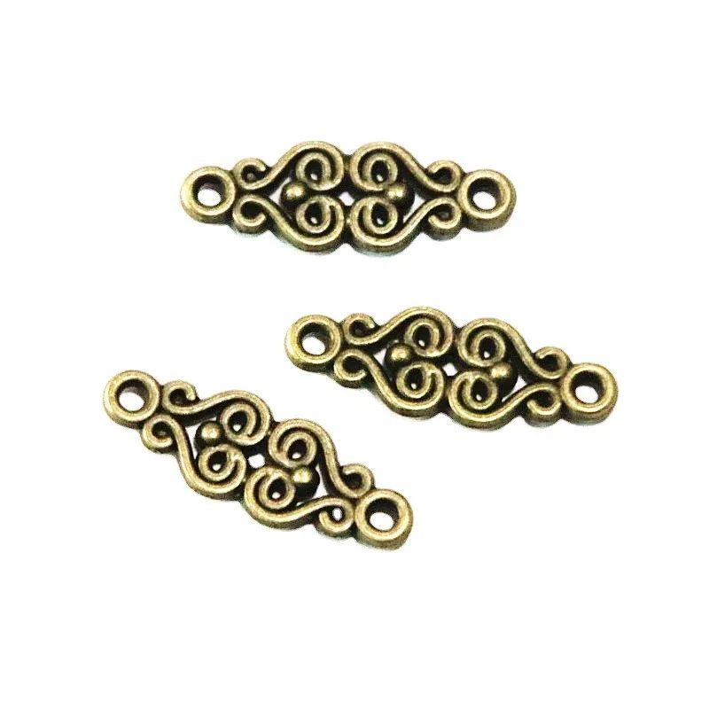 

50Pcs 25*8.4MM Antique Bronze Plated Zinc Alloy 2 Holes Flowers Connectors Charms Diy Jewelry Findings Accessories