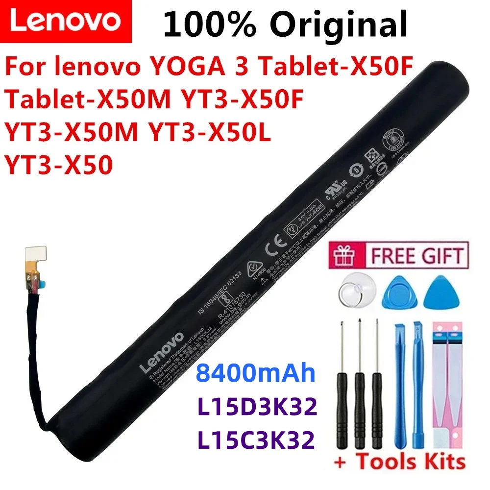 

100% Original Battery L15D3K32 For Lenovo YOGA Tab 3 10.1 Tablet-X50F Tablet-X50M YT3-X50F YT3-X50M YT3-X50L YT3-X50 8400mAh