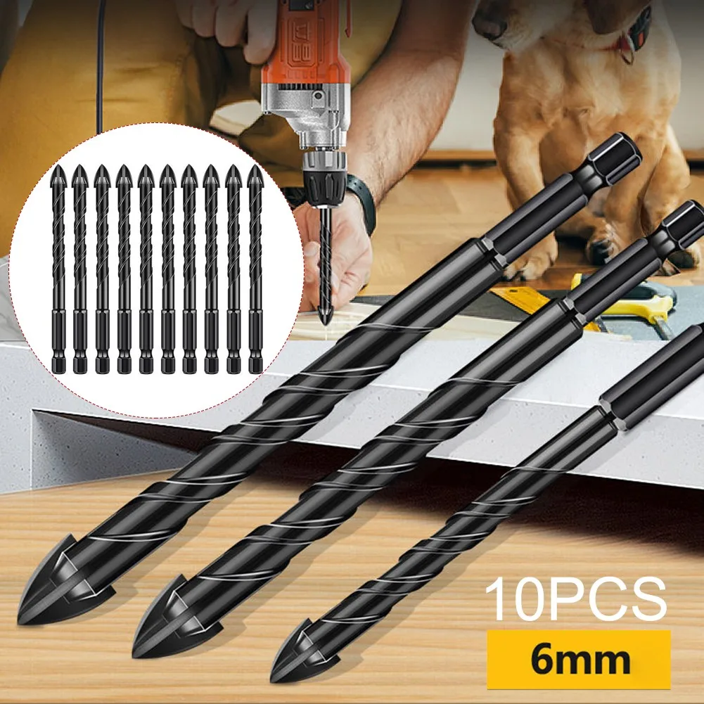 10 PCS 6mm Cross Hex Spearhead Tile Drill Bit Set For Glass Ceramic Concrete Hole Opener Tile Carbide Drill Bit Tool Kit
10 PCS 6mm Cross Hex Spearhead Tile Drill Bit Set For Glass Ceramic Concrete Hole Opener Tile Carbide Drill Bit Tool Kit