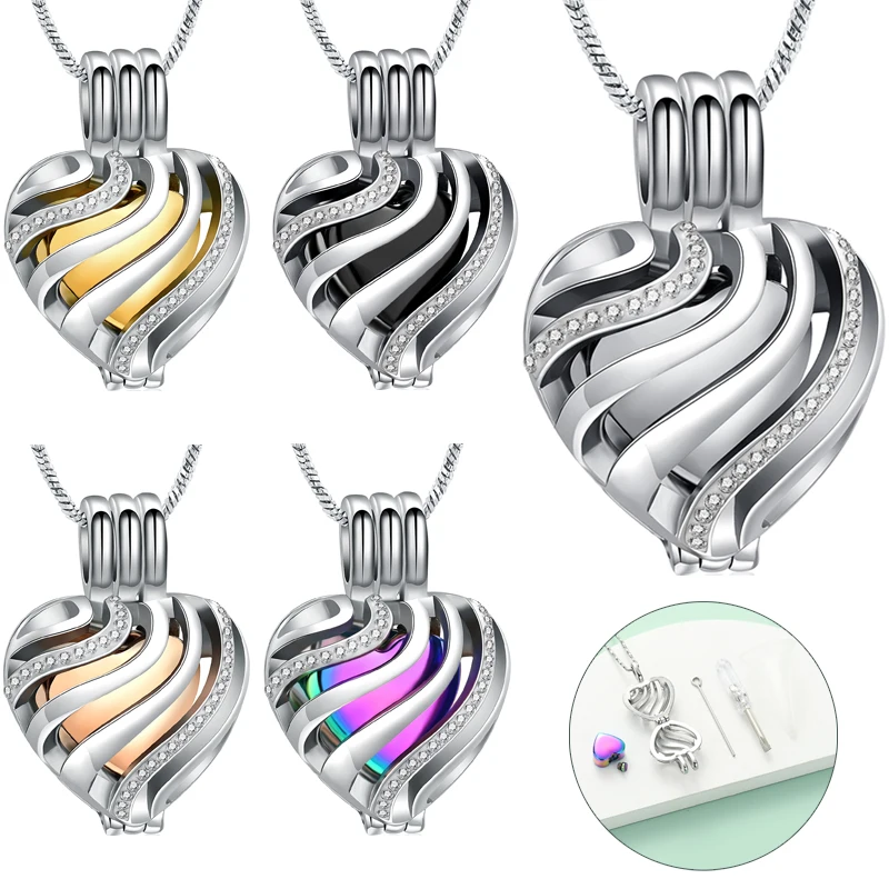 

Hollow Heart Memorial Jewelry For Human/Pet Ashes Cremation Urn Jewelry Elegant Women's Gift Stainless Steel Keepsake Pendant