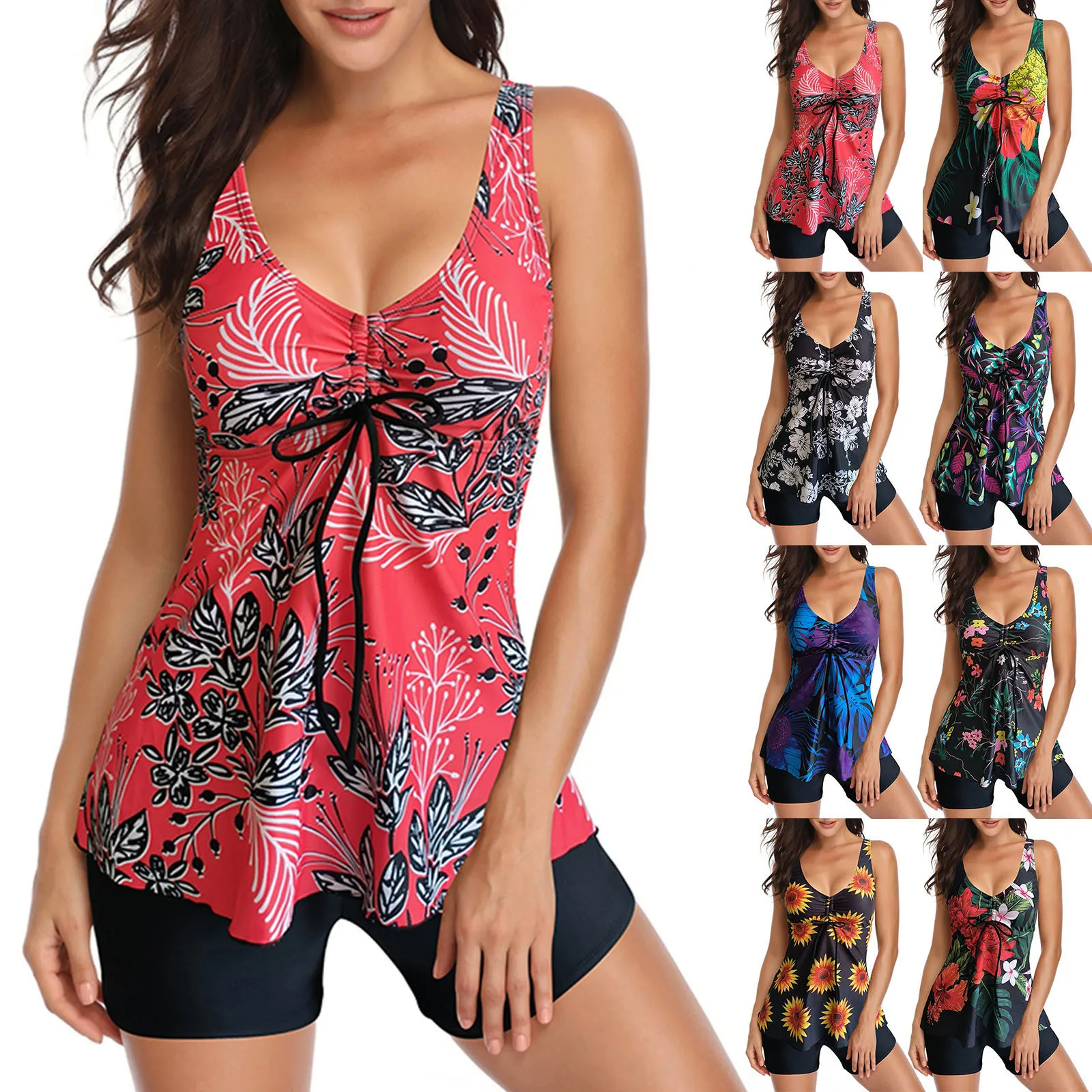 Women Large Size Swimwear Floral Printed Tankini Fashion Sexy Swimwear Dress Print Swimsuit With Shorts Two Piece Bathing Suit
Women Large Size Swimwear Floral Printed Tankini Fashion Sexy Swimwear Dress Print Swimsuit With Shorts Two Piece Bathing Suit