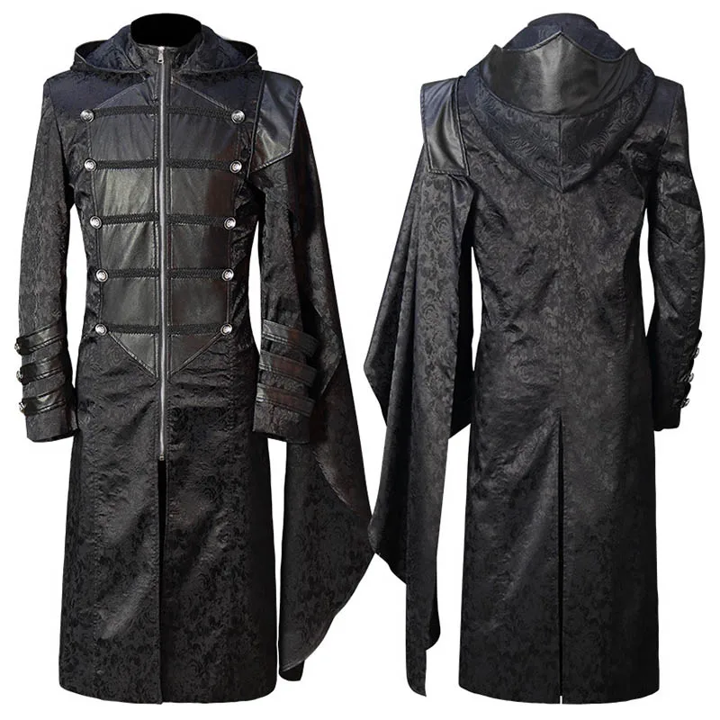 Medieval Cosplay Men's Jacket Goth Victorian Trench Coat Steampunk PU Leather Halloween Costume Uniform Gothic Cape Coat
Medieval Cosplay Men's Jacket Goth Victorian Trench Coat Steampunk PU Leather Halloween Costume Uniform Gothic Cape Coat