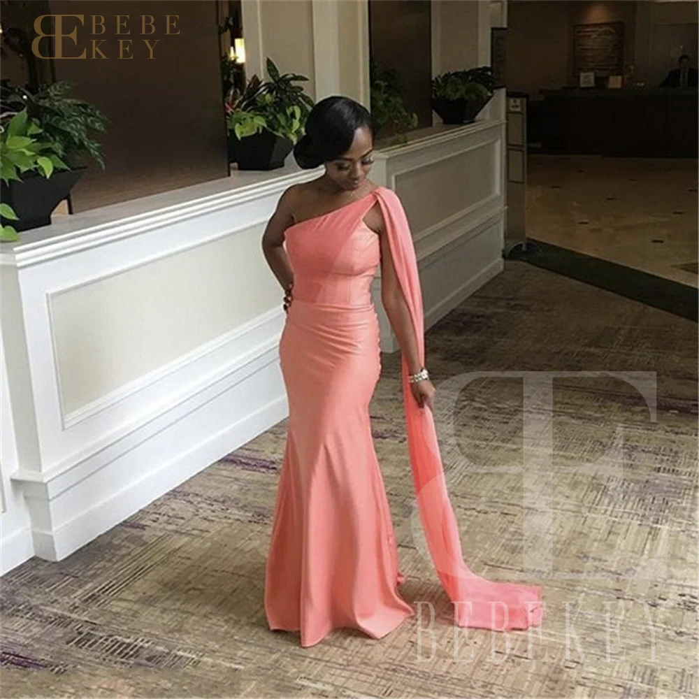

Coral Satin Bridesmaid Dresses for Wedding Evening Dress for Wedding Party Formal One Shoulder Elegant Gowns Weddings Guest Robe