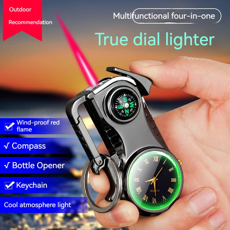 Multifunctional Windproof Gas Jet Lighter Outdoor Lighter with Compass Bottle Opener Real Watch Lighter Inflated Gadgets
Multifunctional Windproof Gas Jet Lighter Outdoor Lighter with Compass Bottle Opener Real Watch Lighter Inflated Gadgets