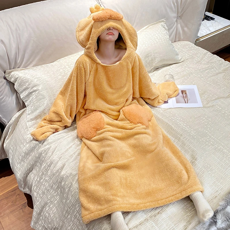 Funny Chick Robes For Women Night Dress Sleepwear Winter Coral velvet Pajamas Thicken Pijama mujer Bathrobe Long Nightgown
Funny Chick Robes For Women Night Dress Sleepwear Winter Coral velvet Pajamas Thicken Pijama mujer Bathrobe Long Nightgown