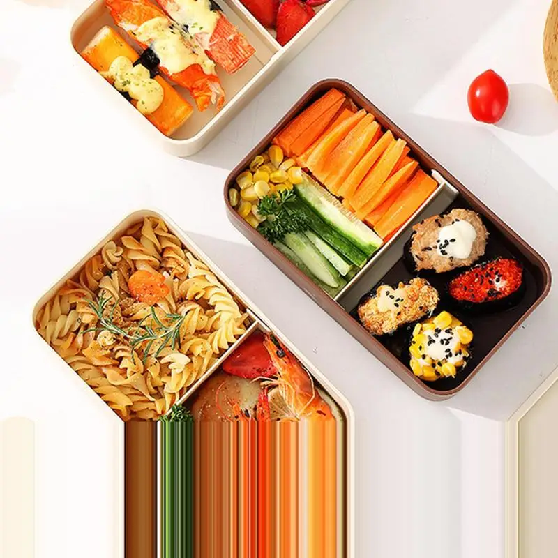 

Japanese Lunch Containers 2-Layers Sealed Stackable Lunch Box With Compartments Reusable Lunch Box Set With Lunch Bag Spoon Fork