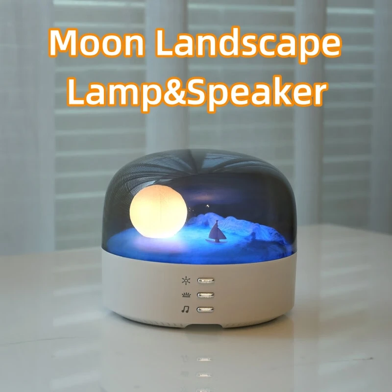

Moon Landscape Night Lamp Bluetooth Speaker Creative LED Table Lamp Home Kids Room Decoration Children Birthday Chrestmas Gift