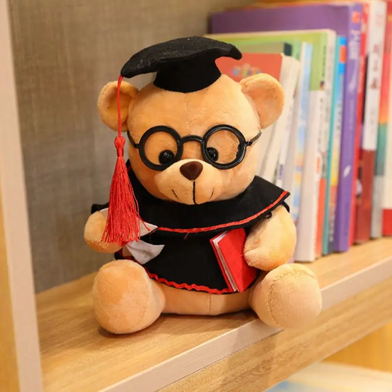 

22cm Cute Sitting Dr. Bear Plush Toy Stuffed Soft Kawaii Teddy Bear Doll Home Decor Graduation Gifts for Kids Children Girls