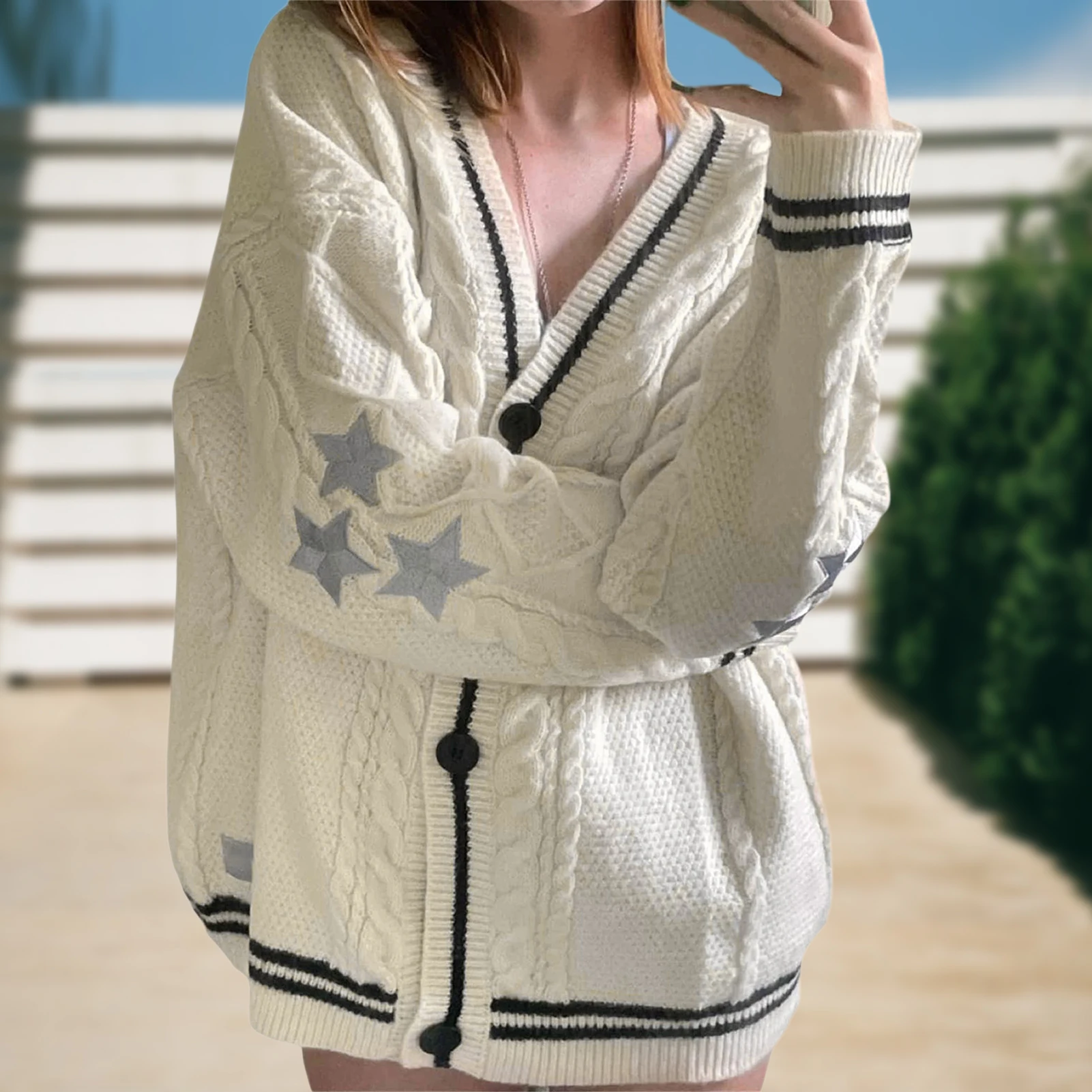 New Vintage Knitted Cardigan for Ladies Casual Loose Sweater Cute Button Up V Neck Long Sleeve Coat Women Autumn Crochet Sweater
New Vintage Knitted Cardigan for Ladies Casual Loose Sweater Cute Button Up V Neck Long Sleeve Coat Women Autumn Crochet Sweater